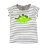 Stegosaurus top with grey stripe & capped sleeve t-shirt