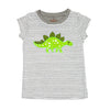 Stegosaurus top with grey stripe & capped sleeve t-shirt